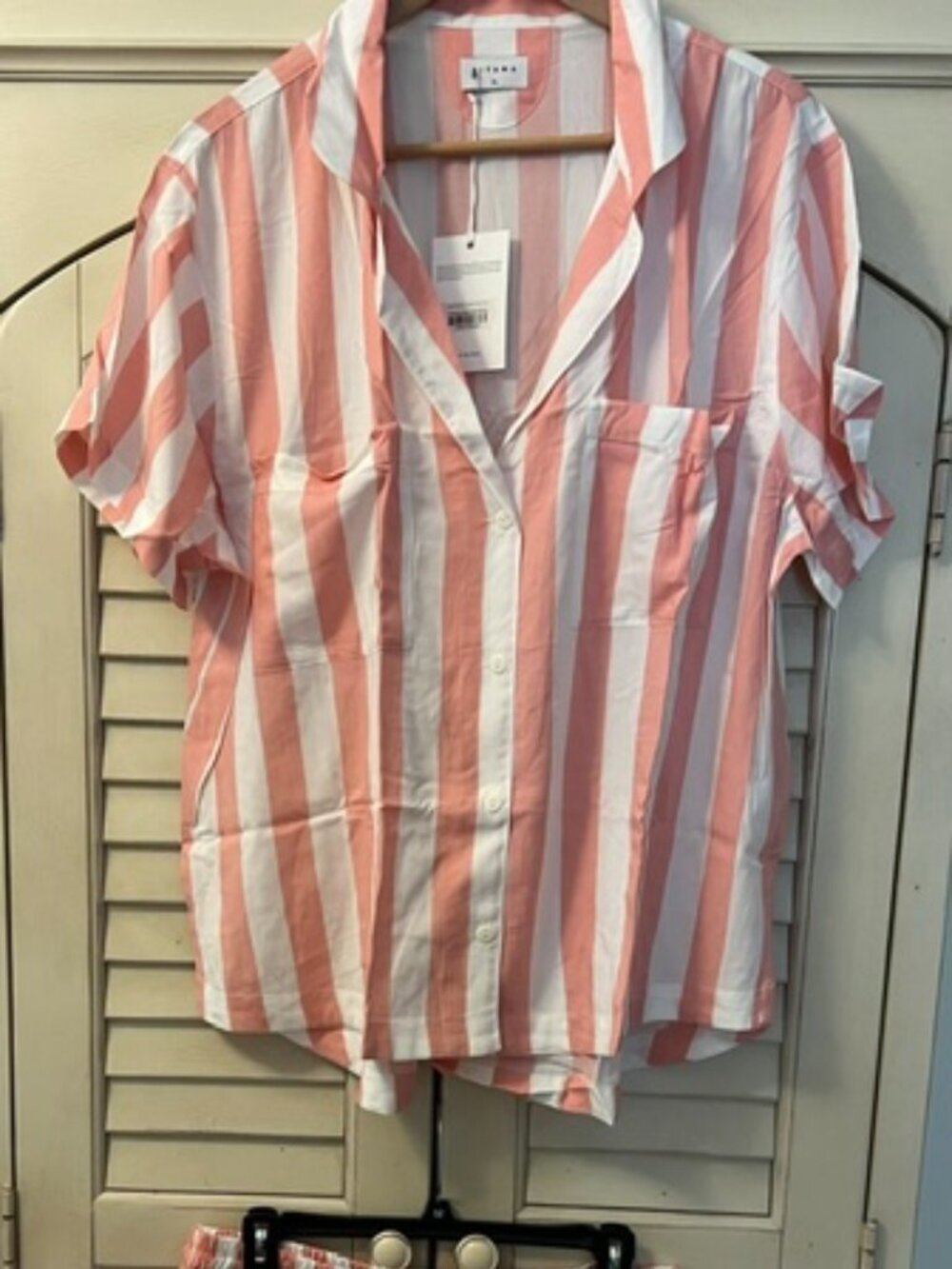 Piyama Abigail Peachy Pink Short Sleeve Shirt Shorts Pajama Set Womens-Size XL